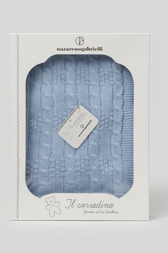 Copertina culla/Carrozzina smacchinata con disegno a treccia - NAZARENO GABRIELLI