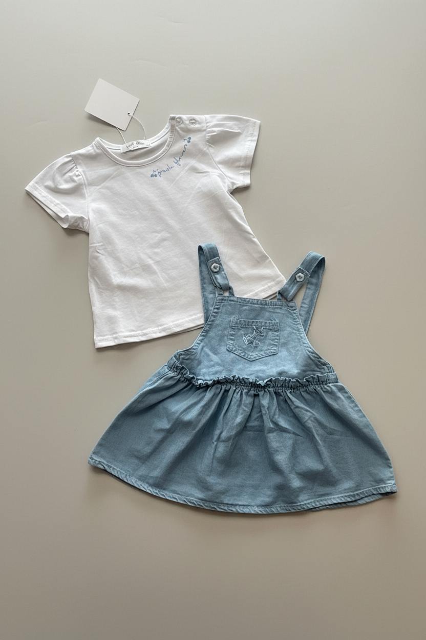 Completo Neonata Salopette con T-Shirt a mezza manica LASTA STAR MINI - Taglia 6/9 mesi