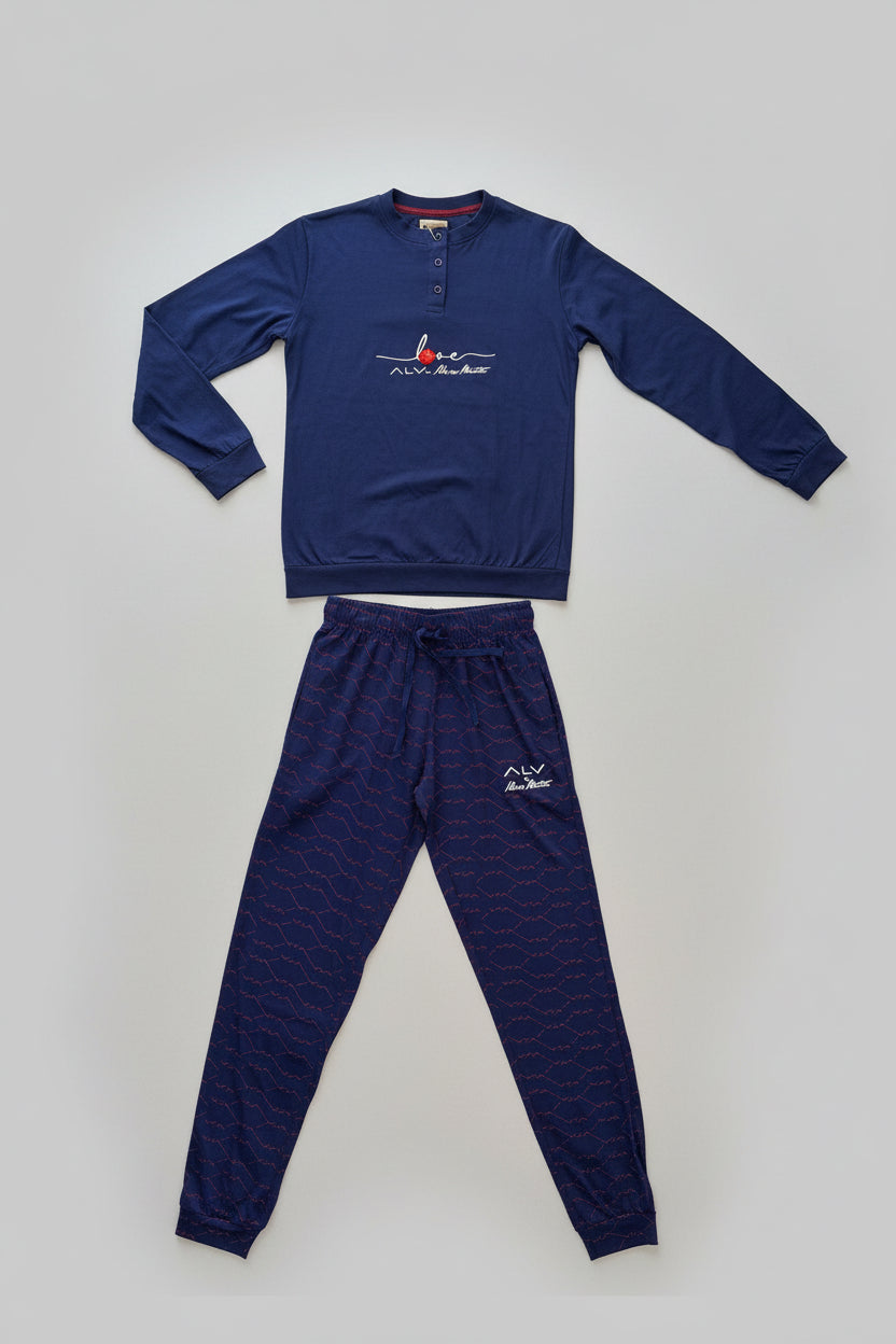 Pigiama donna manica lunga in jersey di cotone ALV by ALVIERO MARTINI - Taglia S