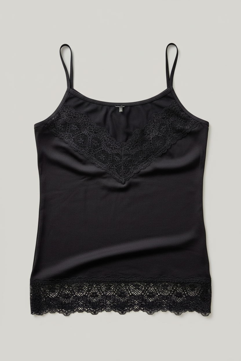Top Donna in cotone elasticizzato, tulle e pizzo con spallina stretta - INTIMAMI