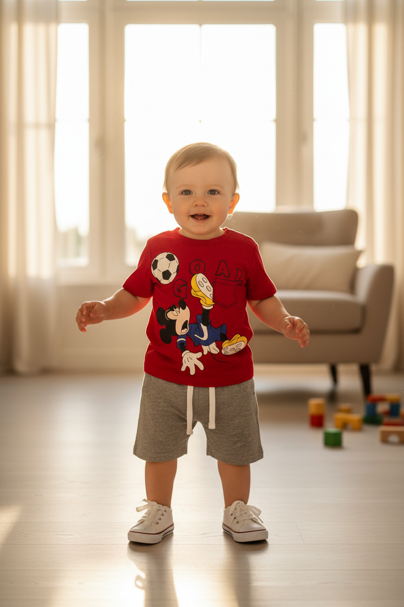 Completo Neonato Mickey Mouse "GOAL" DISNEY ELLEPI - Taglia 12 mesi