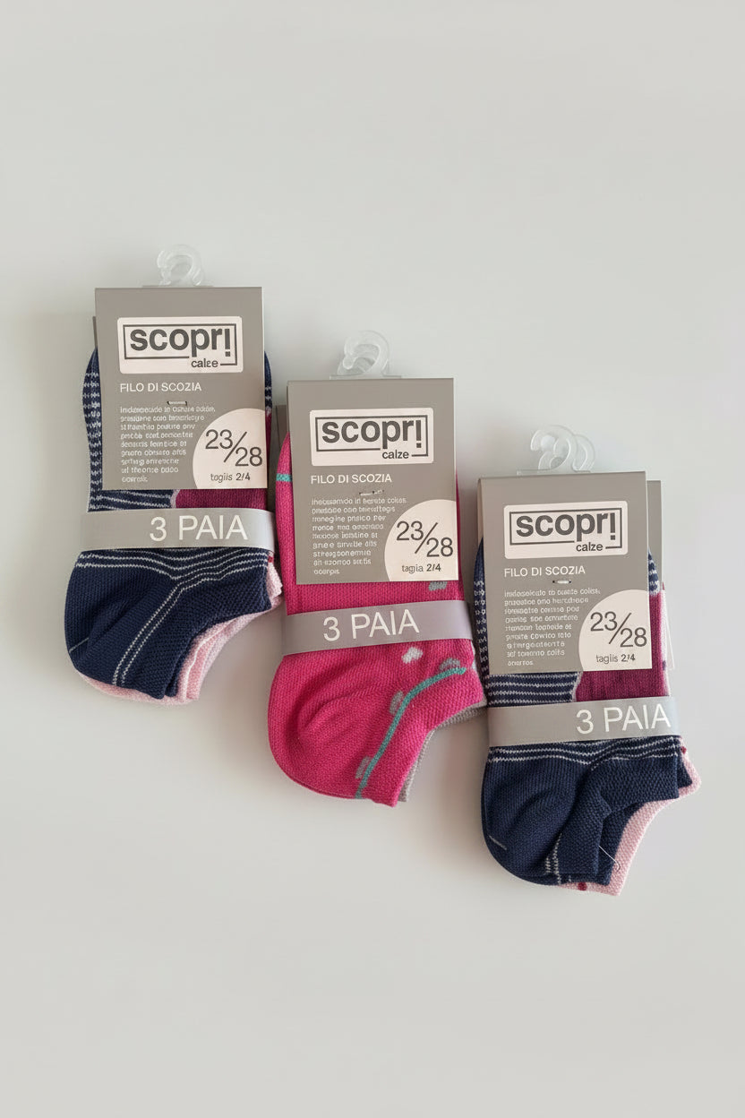 Tripack Calze Fantasmini Bambina filo di Scozia Fantasie Assortite SCOPRI