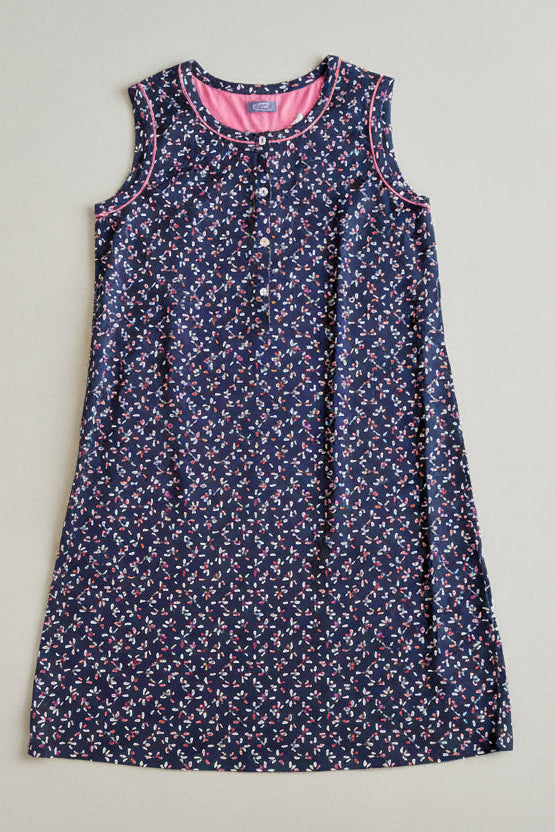 Camicia da notte donna spalla larga in cotone jersey stampato - LINCLALOR
