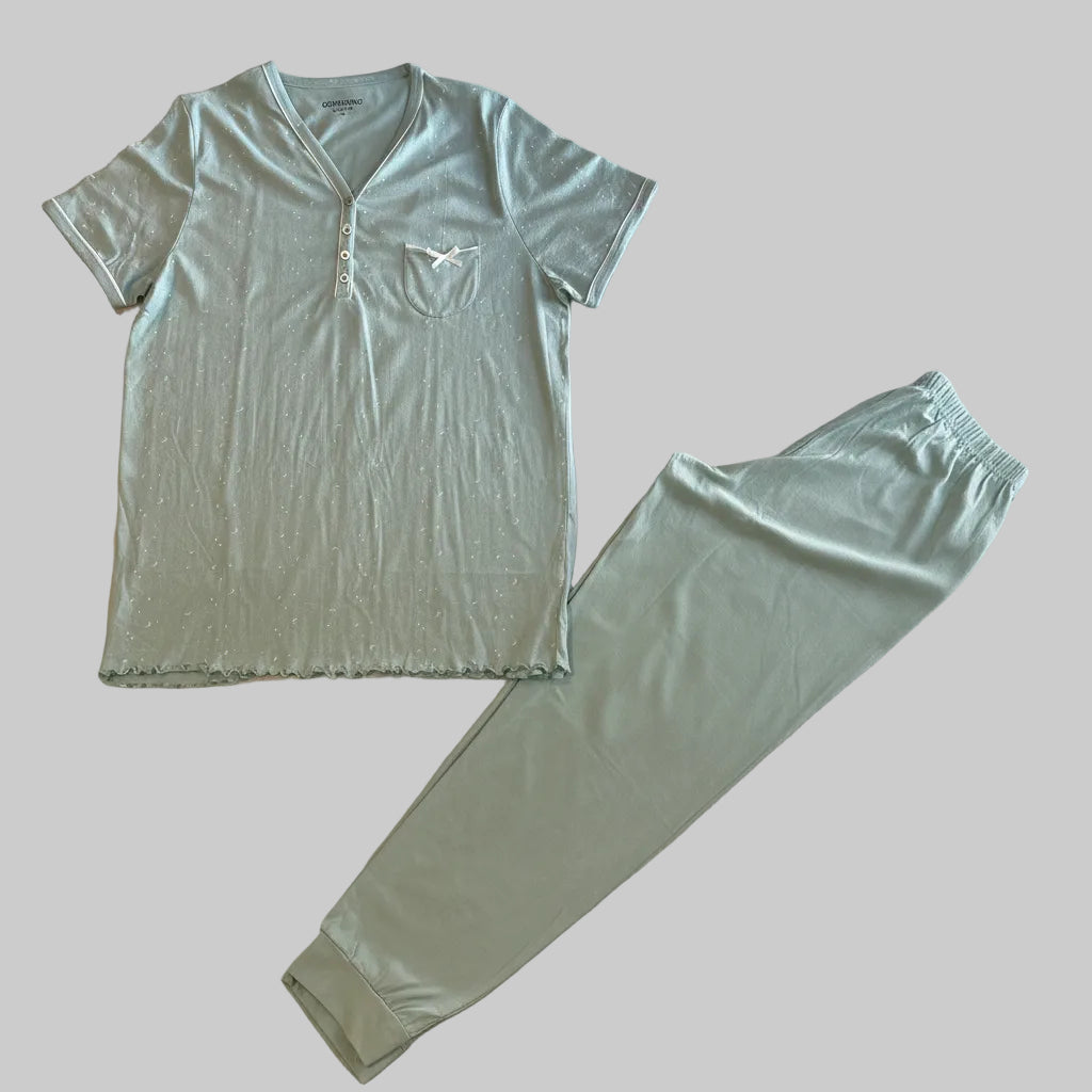 Pigiama Donna in jersey con maglia serafino manica corta ORONERO - Taglia 54