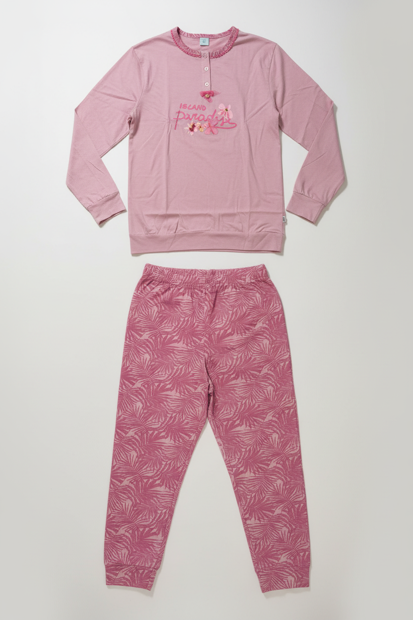 Pigiama donna fantasia tropicale in jersey di cotone IRGE - Taglia XL