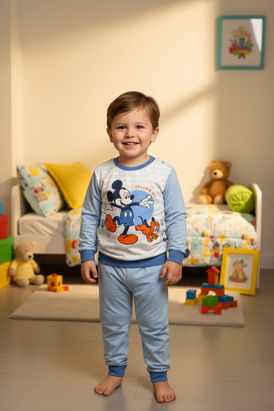 Pigiama Neonato e Bambino manica lunga primaverile in Jersey di Cotone Mickey Mouse Disney ELLEPI - Taglia 3 anni