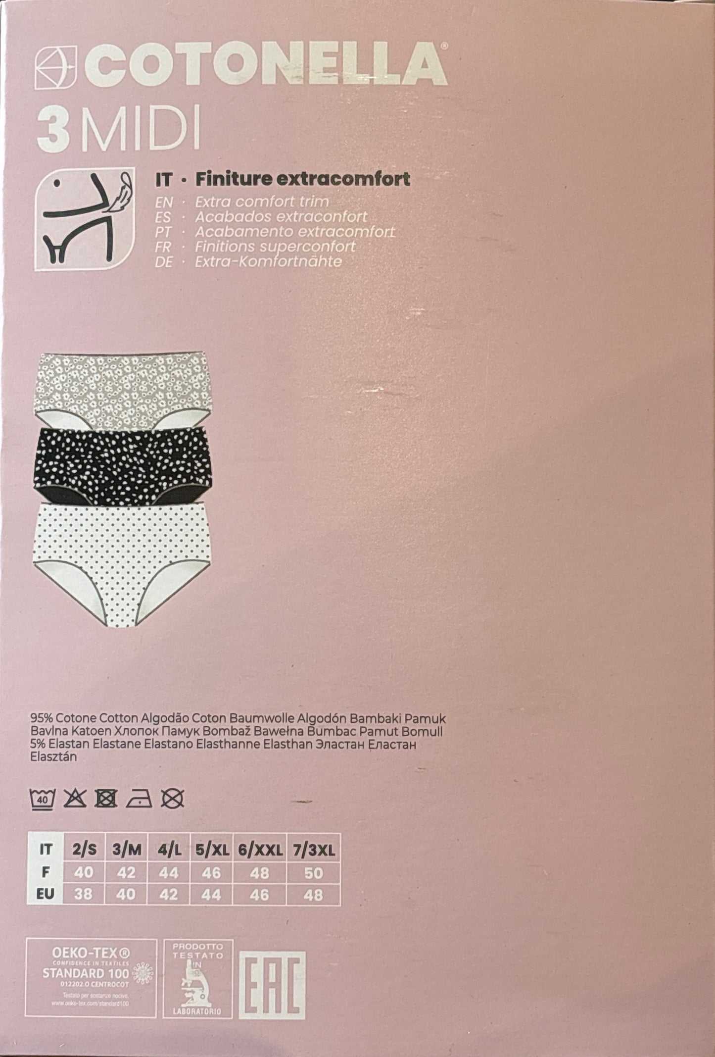 Tripack Slip a Vita Alta Essentials Midi Fantasia 3488  COTONELLA - Taglia 6/XXL