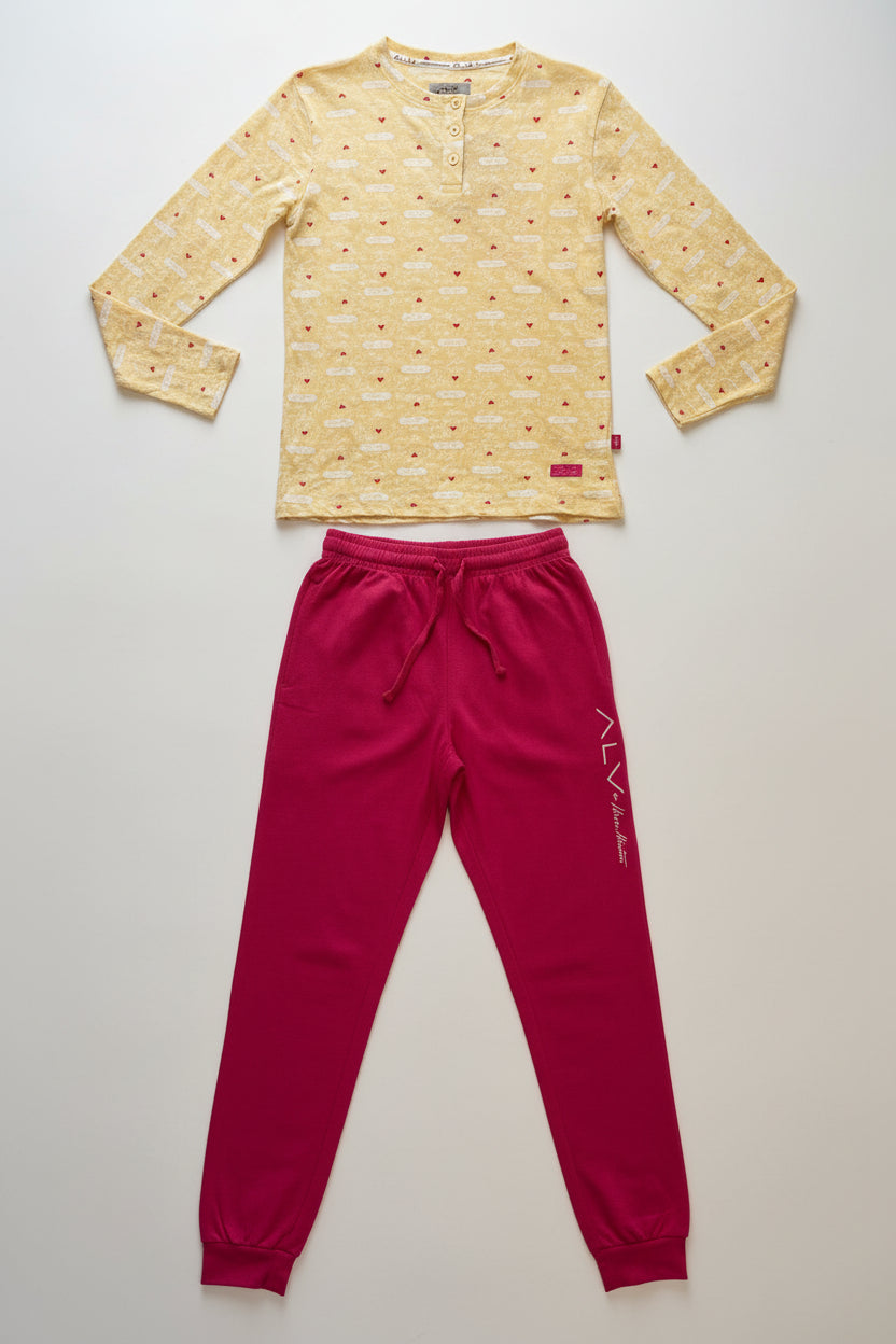 Pigiama donna manica lunga in jersey di cotone ALV by ALVIERO MARTINI - Taglia S
