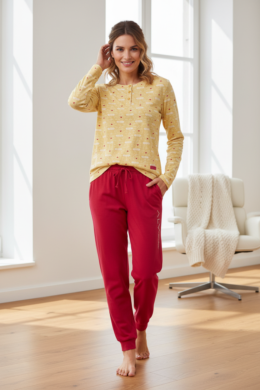 Pigiama donna manica lunga in jersey di cotone ALV by ALVIERO MARTINI - Taglia S
