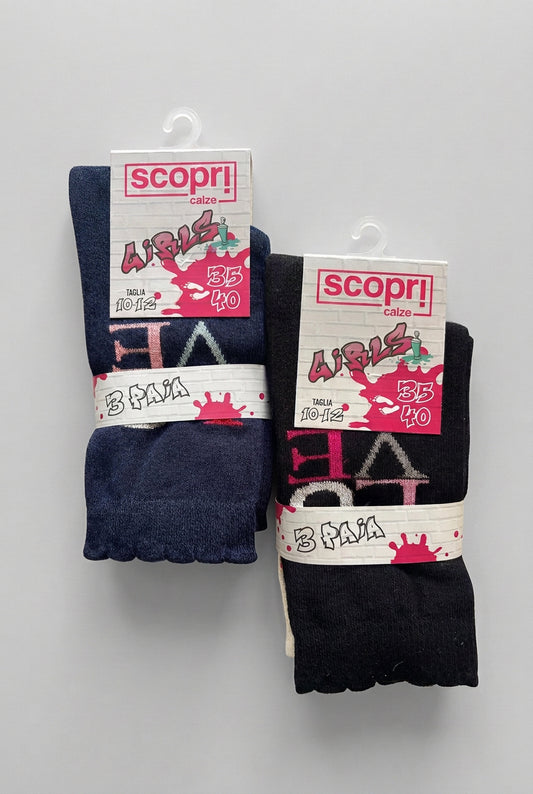 Tripack Calze corte invernali Ragazza in caldo cotone SCOPRI