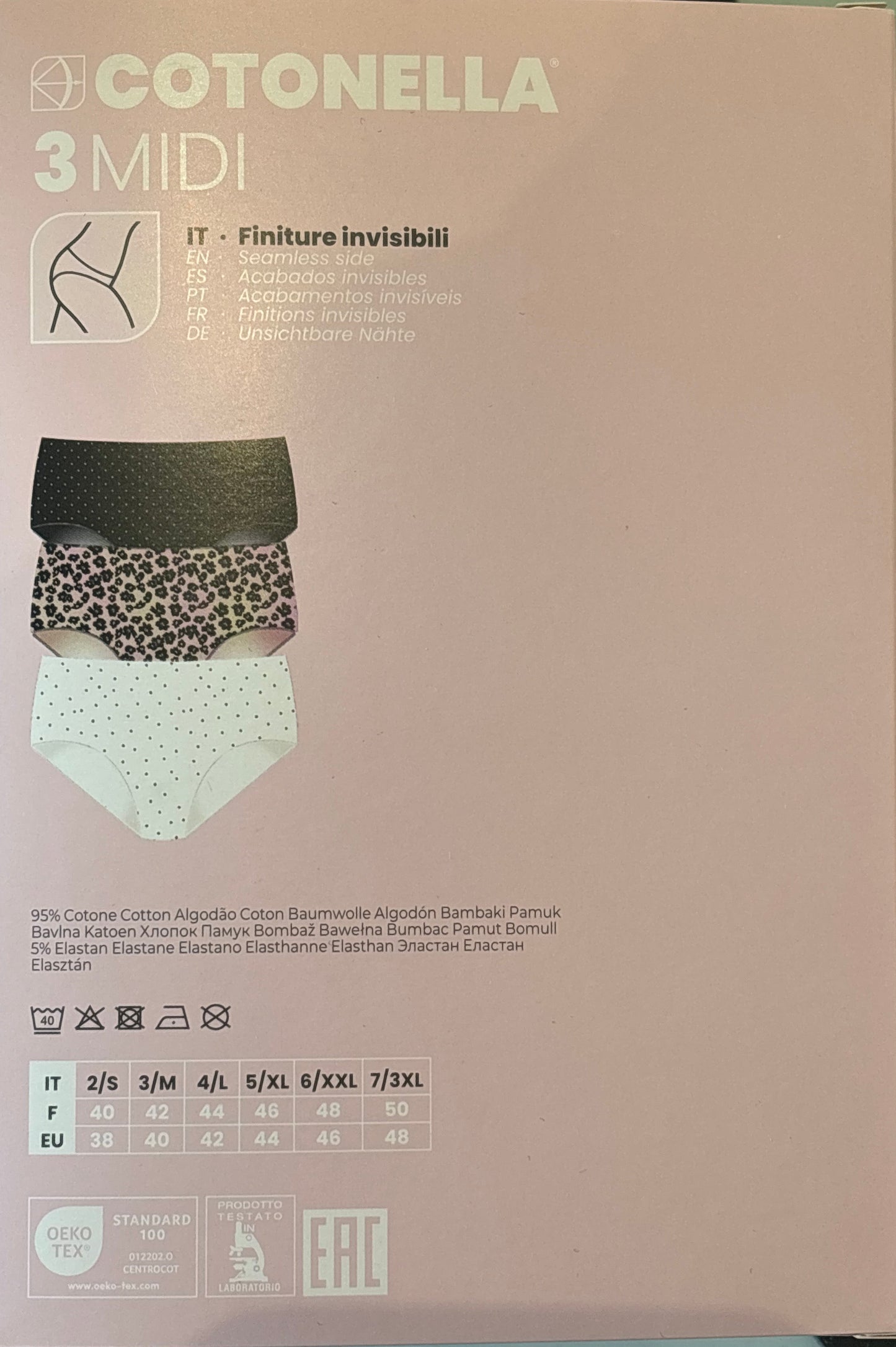 Tripack Slip a Vita Alta Essentials Midi Fantasia 3488  COTONELLA - Taglia 5/XL