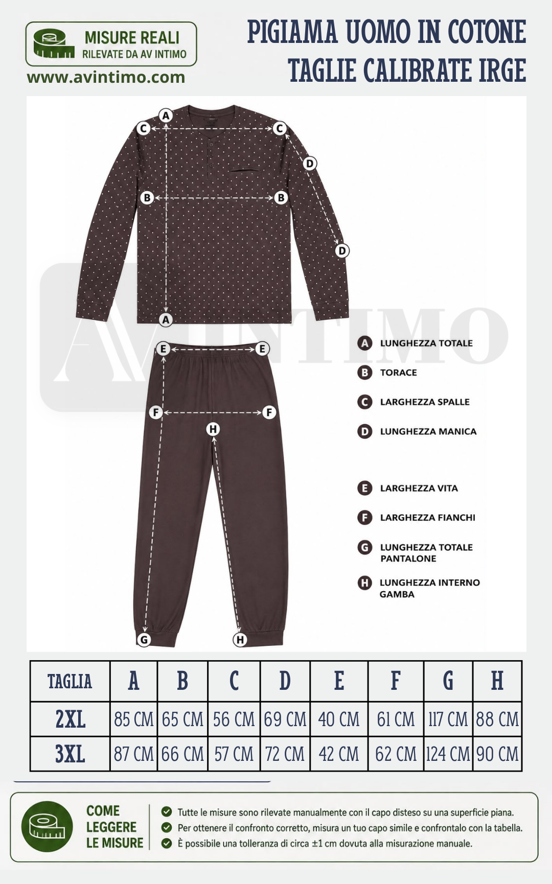 Pigiama Uomo Calibrato in Cotone Interlock IRGE - Taglie 2XL e 3XL