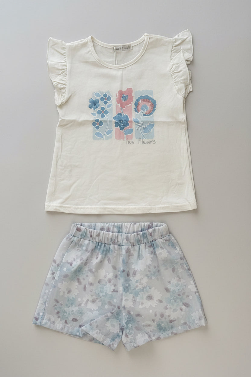 Completo bambina estivo con stampa floreale - Taglia 30 mesi
