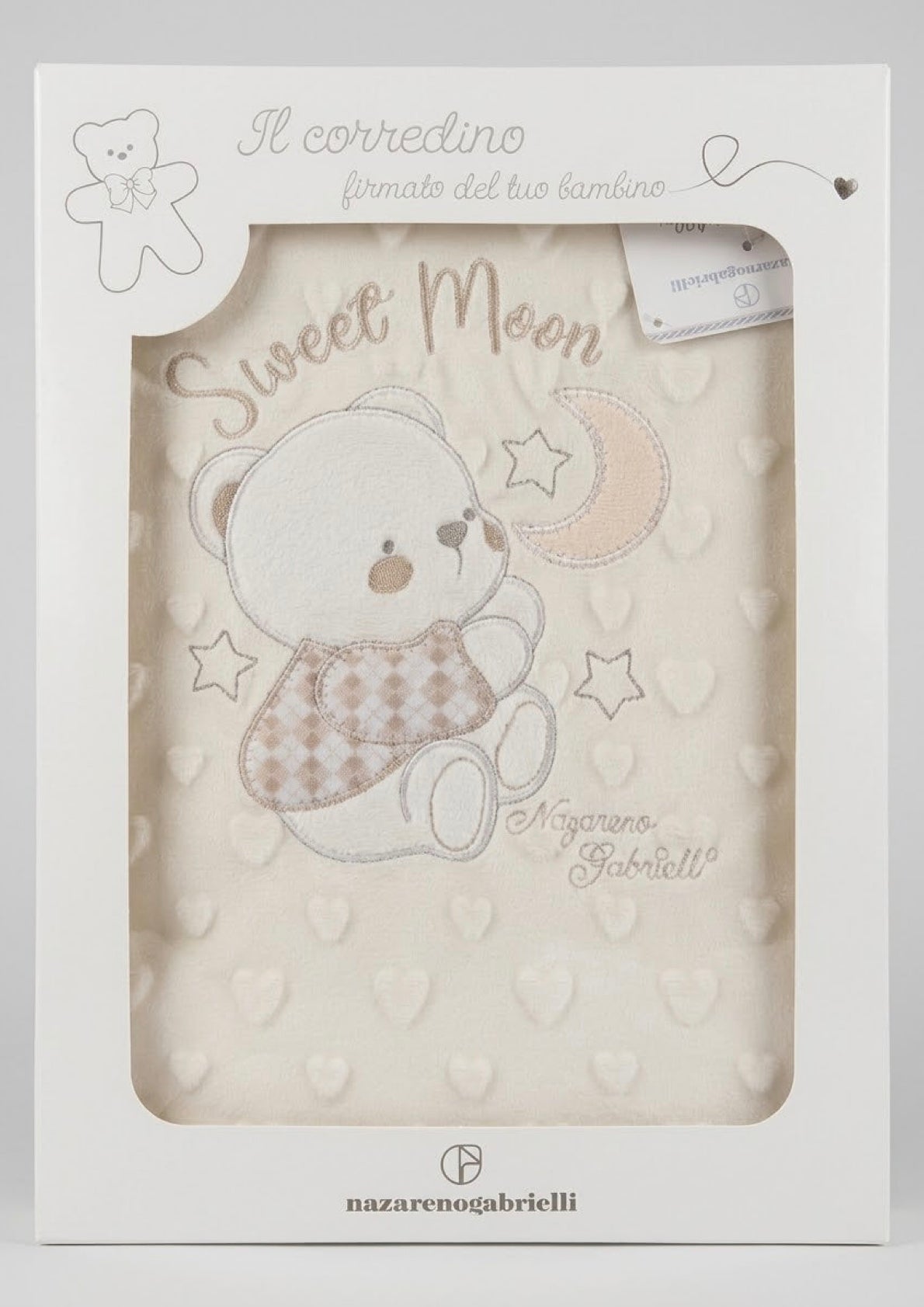Copertina Lettino ricamata pile Bubble double-face NAZARENO GABRIELLI panna