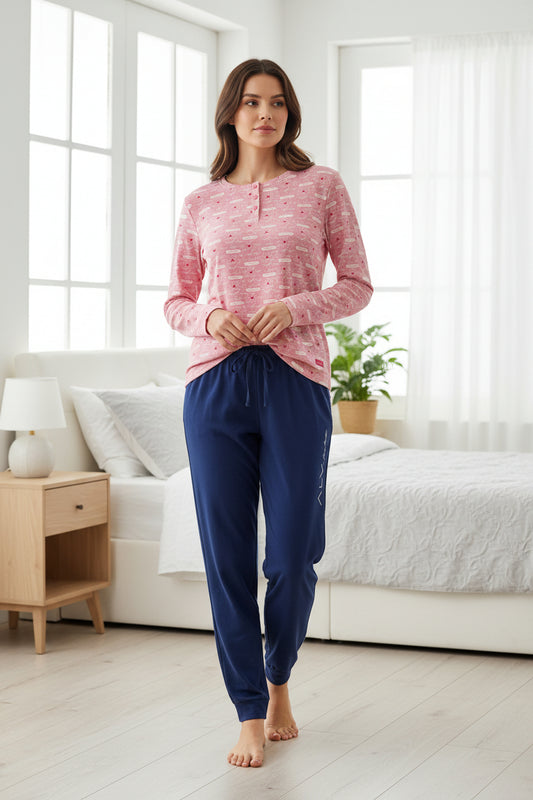 Pigiama donna manica lunga in jersey di cotone ALV by ALVIERO MARTINI - Taglie S e L