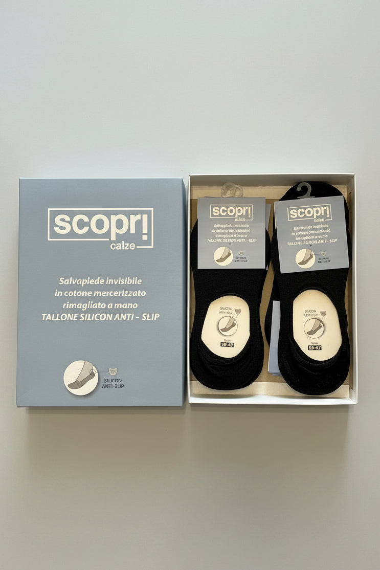 Salvapiede invisibile Uomo in cotone mercerizzato rimagliato a mano Tallone Silicon anti-slip Gommone SCOPRI