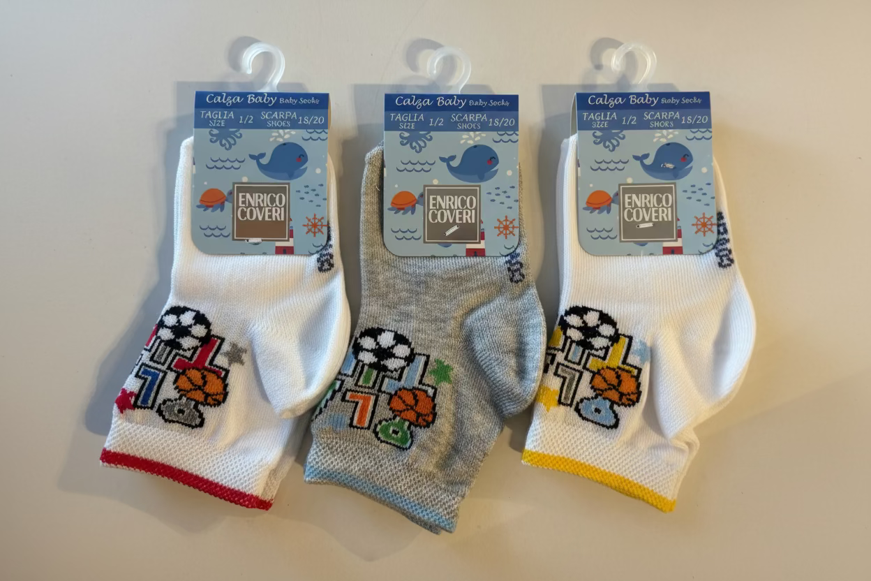 Tris Calze corta Baby Neonato in fresco cotone ENRICO COVERI