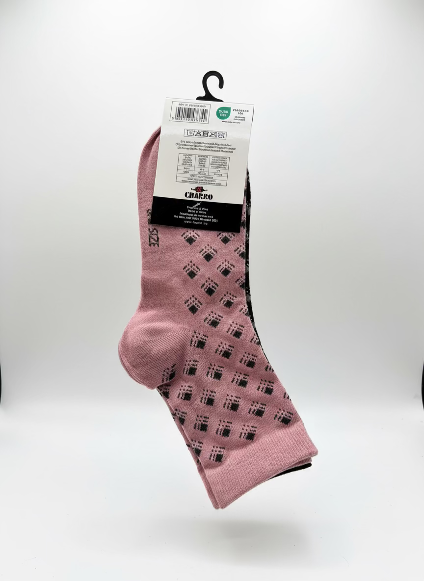 Tripack Calzini Donna in Caldo Cotone Fantasia Geometrica – CHARRO