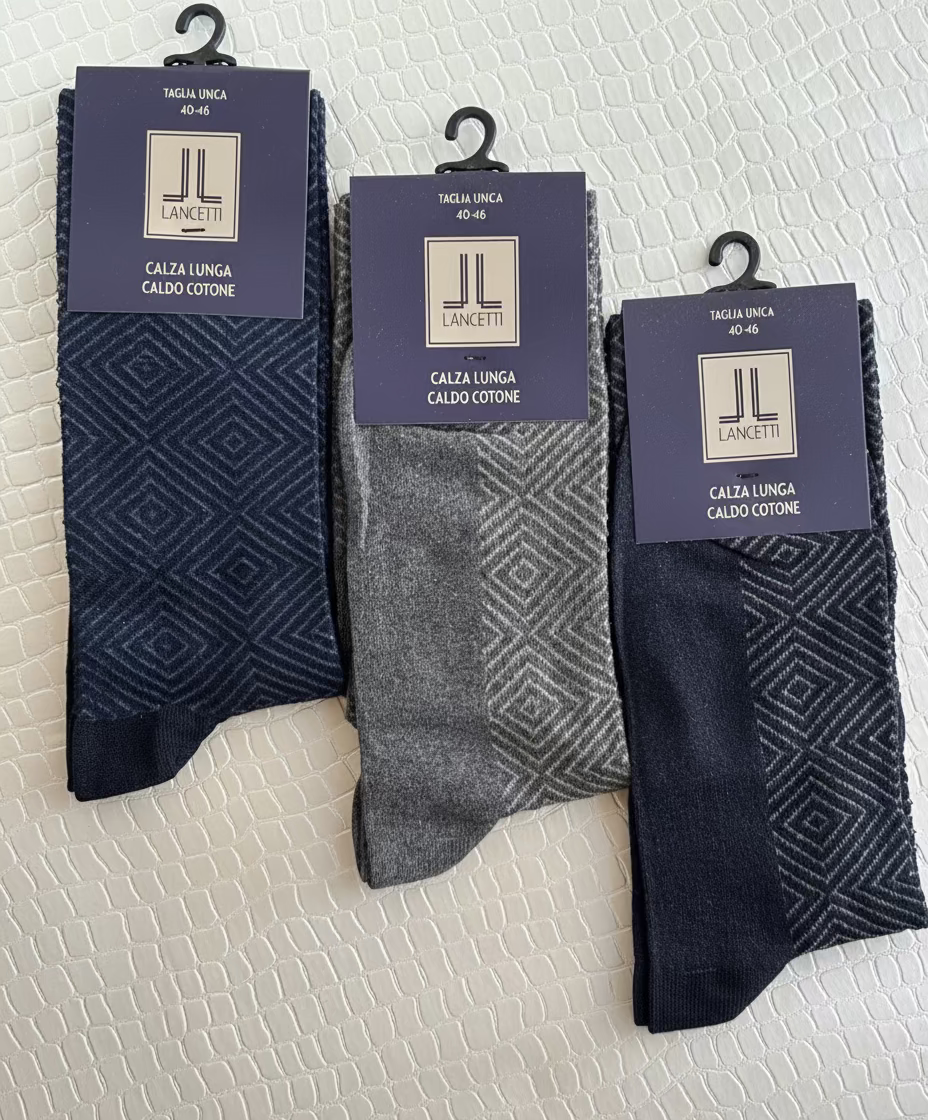 Calza Lunga Uomo Caldo Cotone Fantasia Rombi - Gentleman LANCETTI