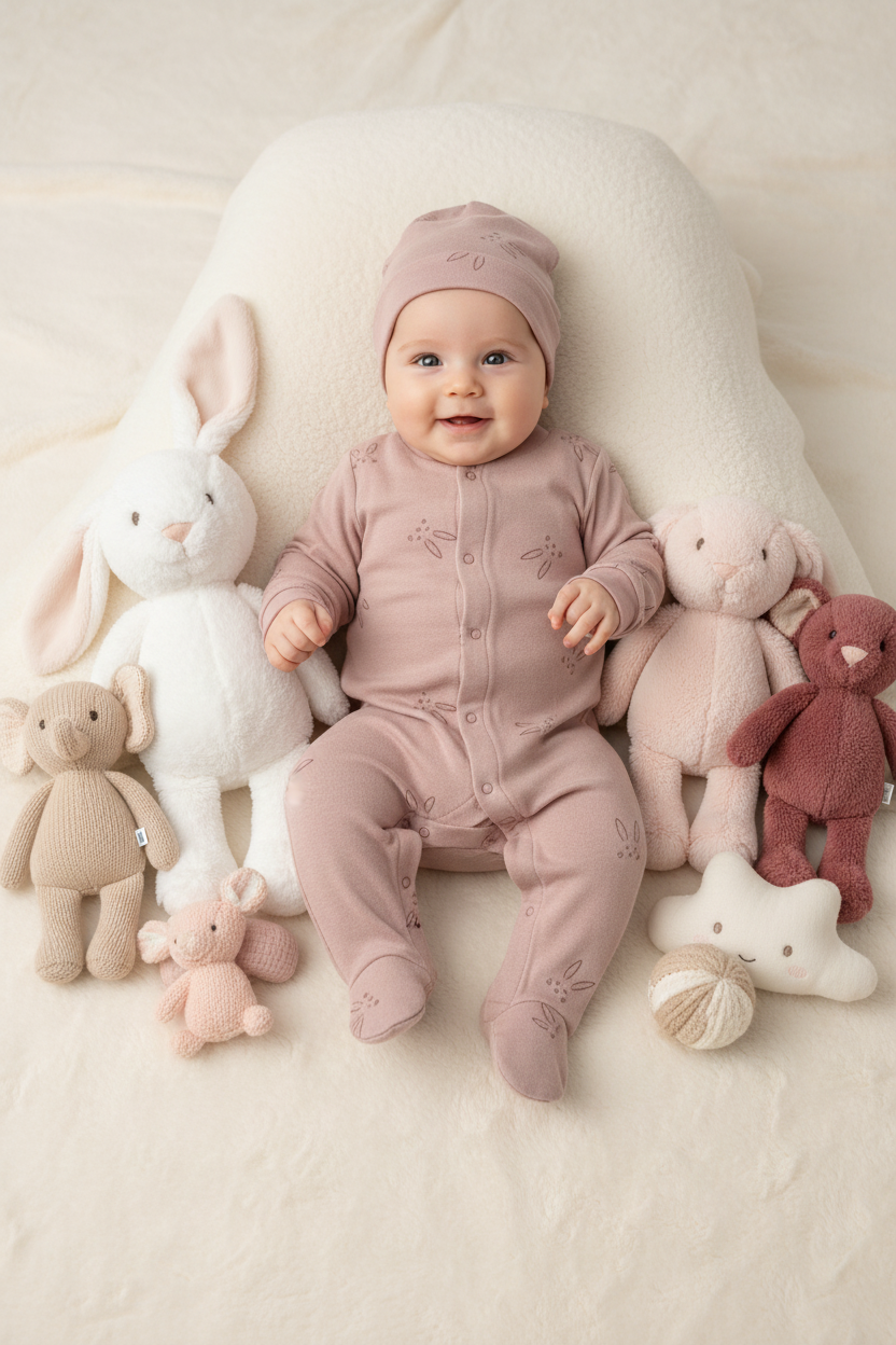 Set Nascita 4 Pezzi, Tutina e Cappellino in ciniglia, body e muffole in cotone NAZARENO GABRIELLI - Taglia 3/6 mesi