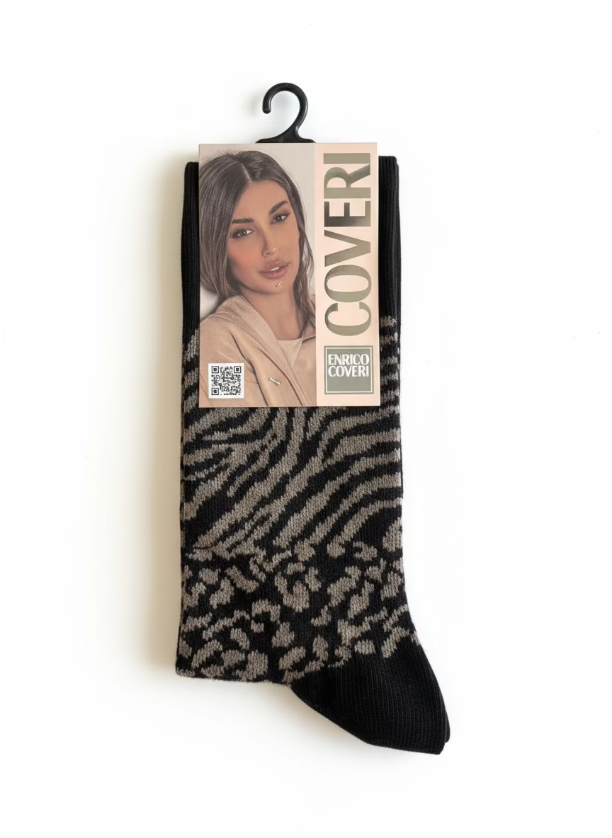 Calza Lunga Donna Caldo Cotone Fantasia Animalier - ENRICO COVERI
