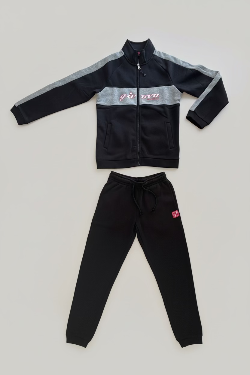 Tuta Donna in felpa Modello Nero con Banda Logo con zip - GIVOVA