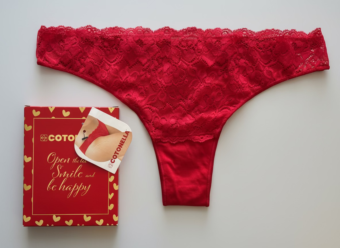 Brasiliana Rossa in Cotone e Pizzo - COTONELLA