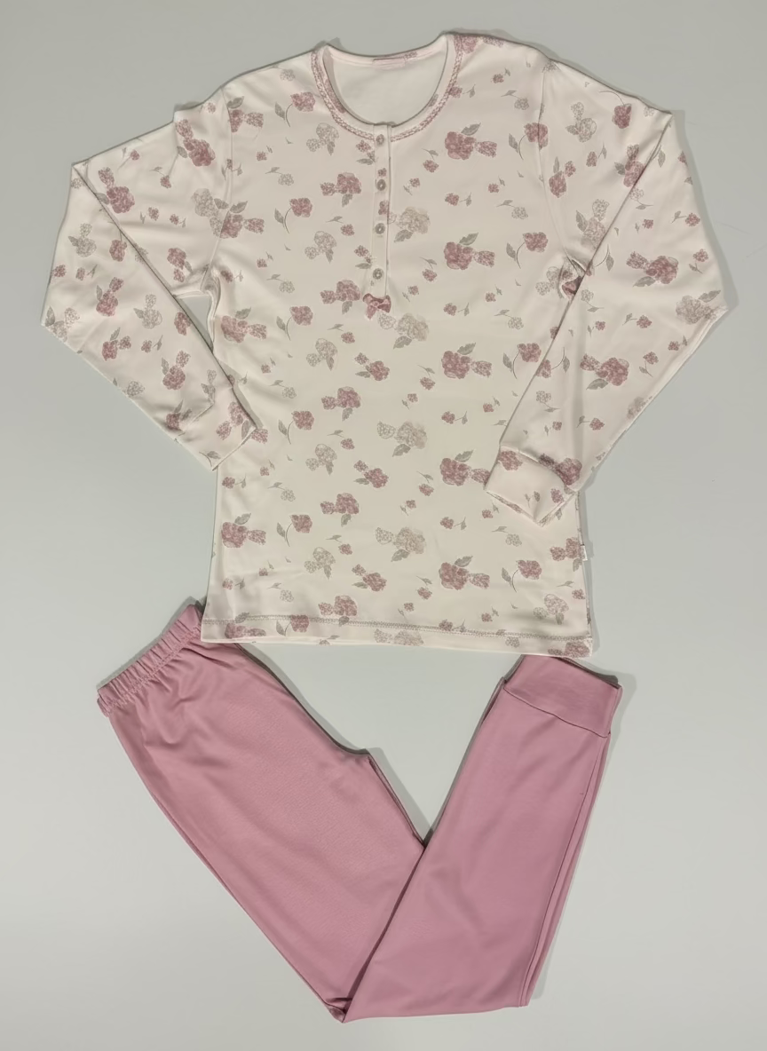 Pigiama Donna caldo cotone interlock fantasia floreale IRGE