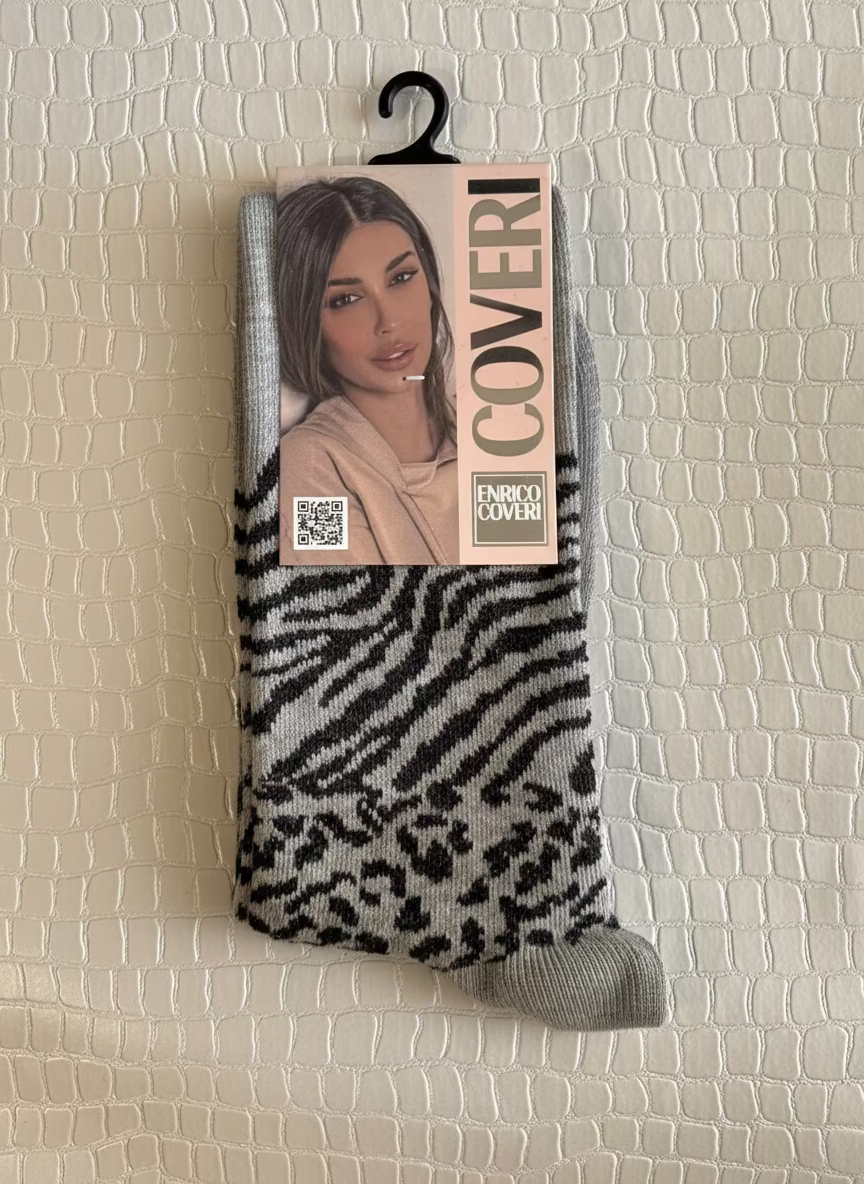 Calza Lunga Donna Caldo Cotone Fantasia Animalier - ENRICO COVERI