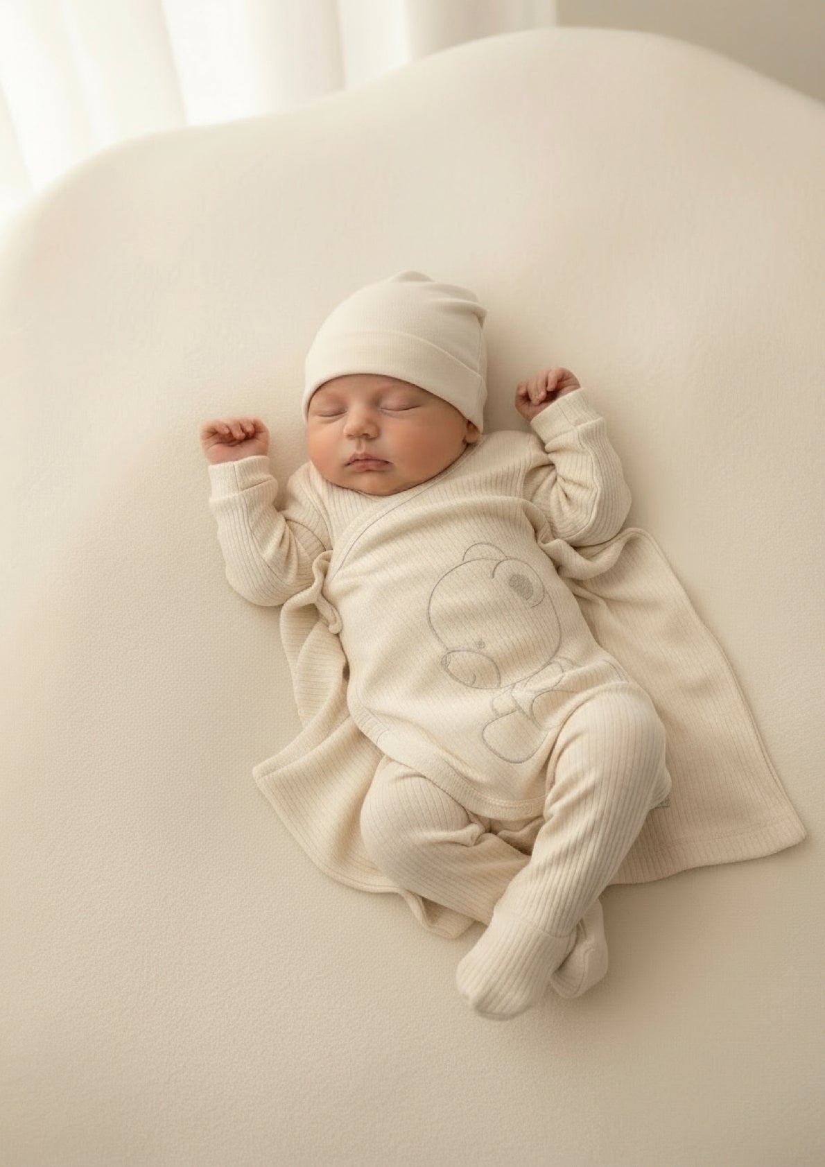 Set Nascita 3 Pezzi, copertina + Tutina + Cappellino, in Puro Cotone NAZARENO GABRIELLI