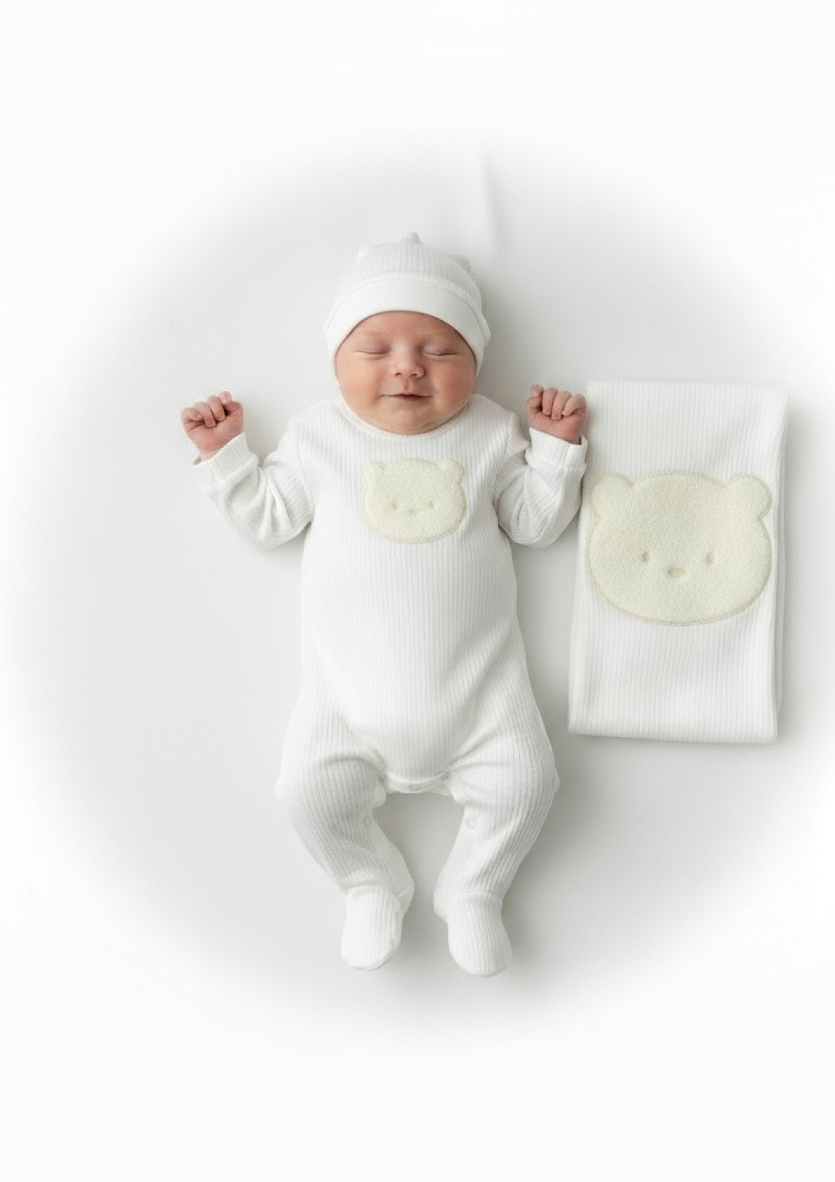 Set Nascita 3 Pezzi, copertina + Tutina + Cappellino, in Puro Cotone NAZARENO GABRIELLI