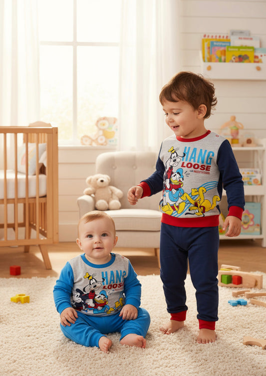 Pigiama Neonato e Bambino manica lunga primaverile in Jersey di Cotone Mickey Mouse Disney ELLEPI