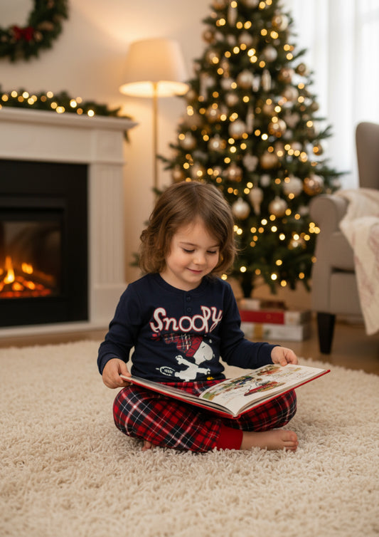 Pigiamino natalizio bimbo in caldo cotone SNOOPY - Taglia 3/4 anni