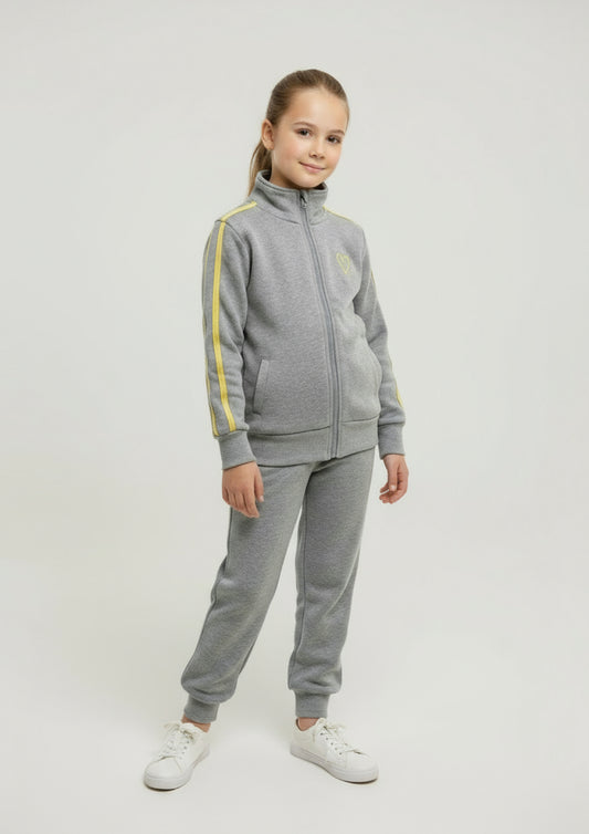 Tuta in Felpa Bimba con Zip e Bande Laterali Irge Sport Active - Taglia 5/6 anni