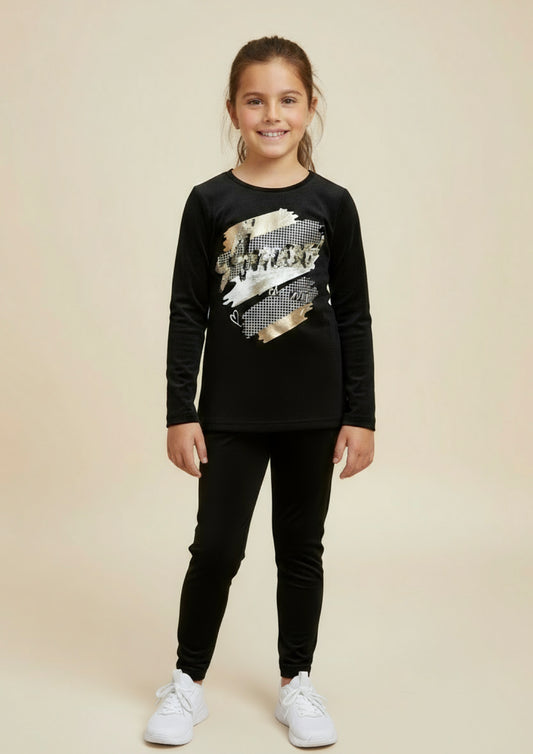 Completo bambina maxi maglia e leggins SMILE YES - Taglie 6 e 8 anni