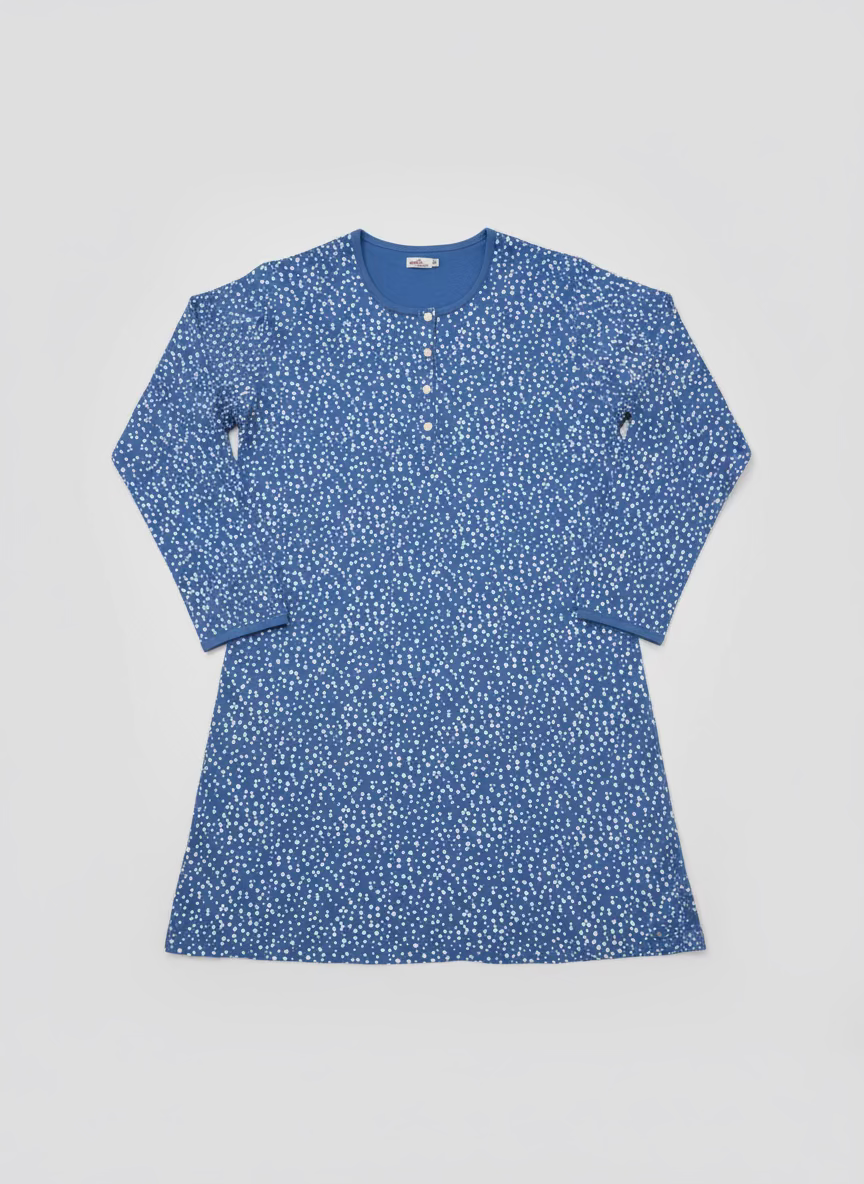 Camicia da notte Interlock fantasia stampa pois BACI DI NOTTE - Taglie XL e XXL