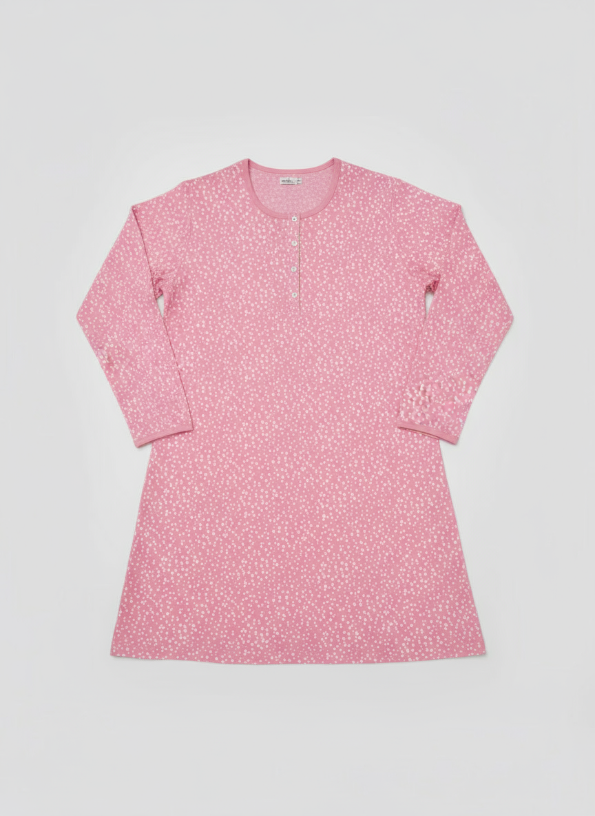 Camicia da notte Interlock fantasia stampa pois BACI DI NOTTE - Taglie XL e XXL