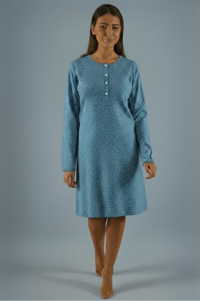 Camicia da notte Interlock fantasia stampa pois BACI DI NOTTE - Taglie XL e XXL