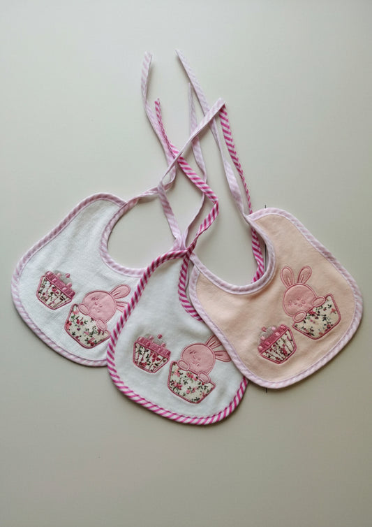 Bavaglino neonata in ciniglia ricamata TENERI BEBE'