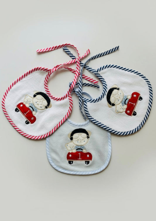 Bavaglino neonato in ciniglia ricamata TENERI BEBE'