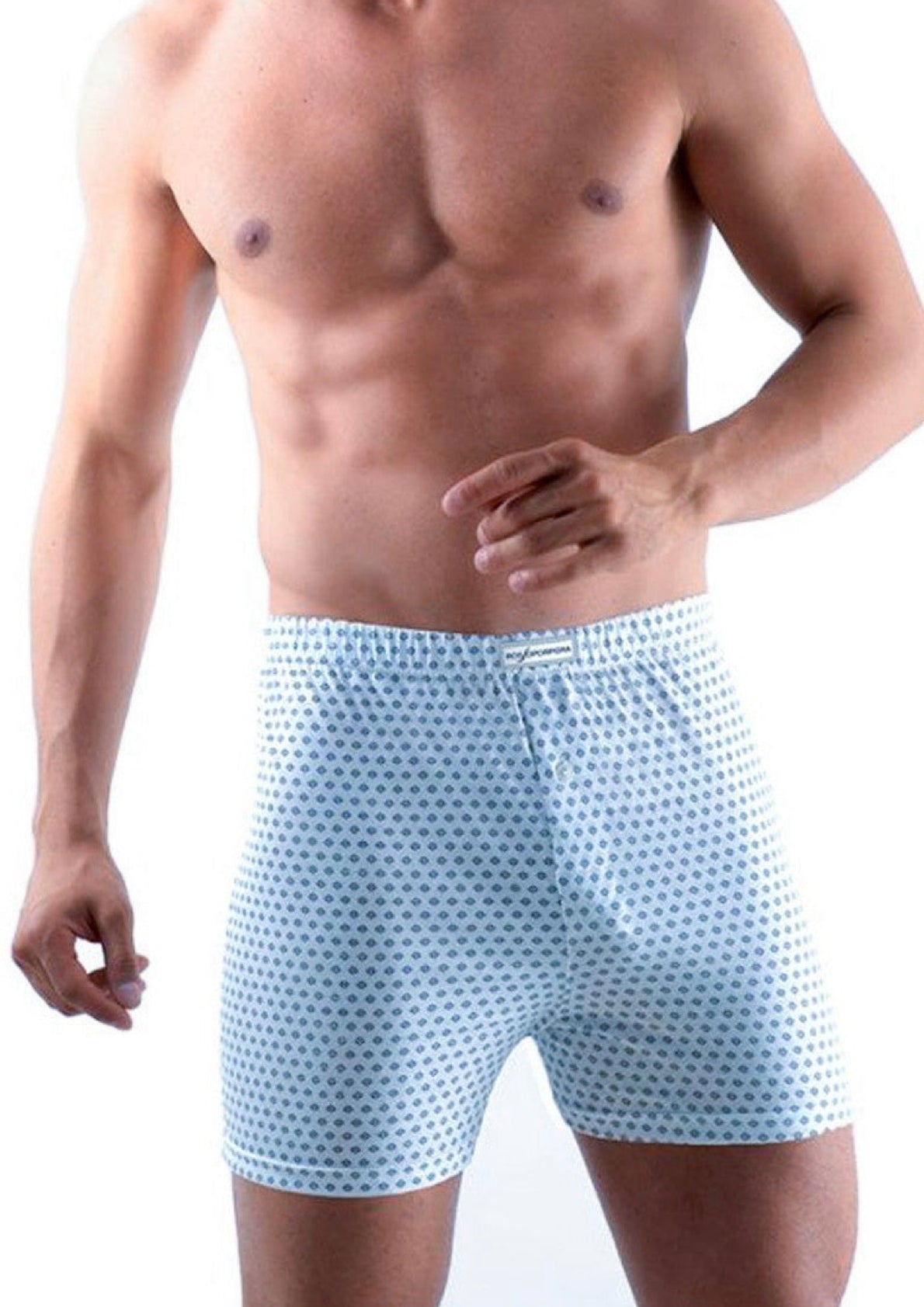 Boxer Uomo 100% cotone pettinato bianco con fantasia rombi - ROSSOPORPORA