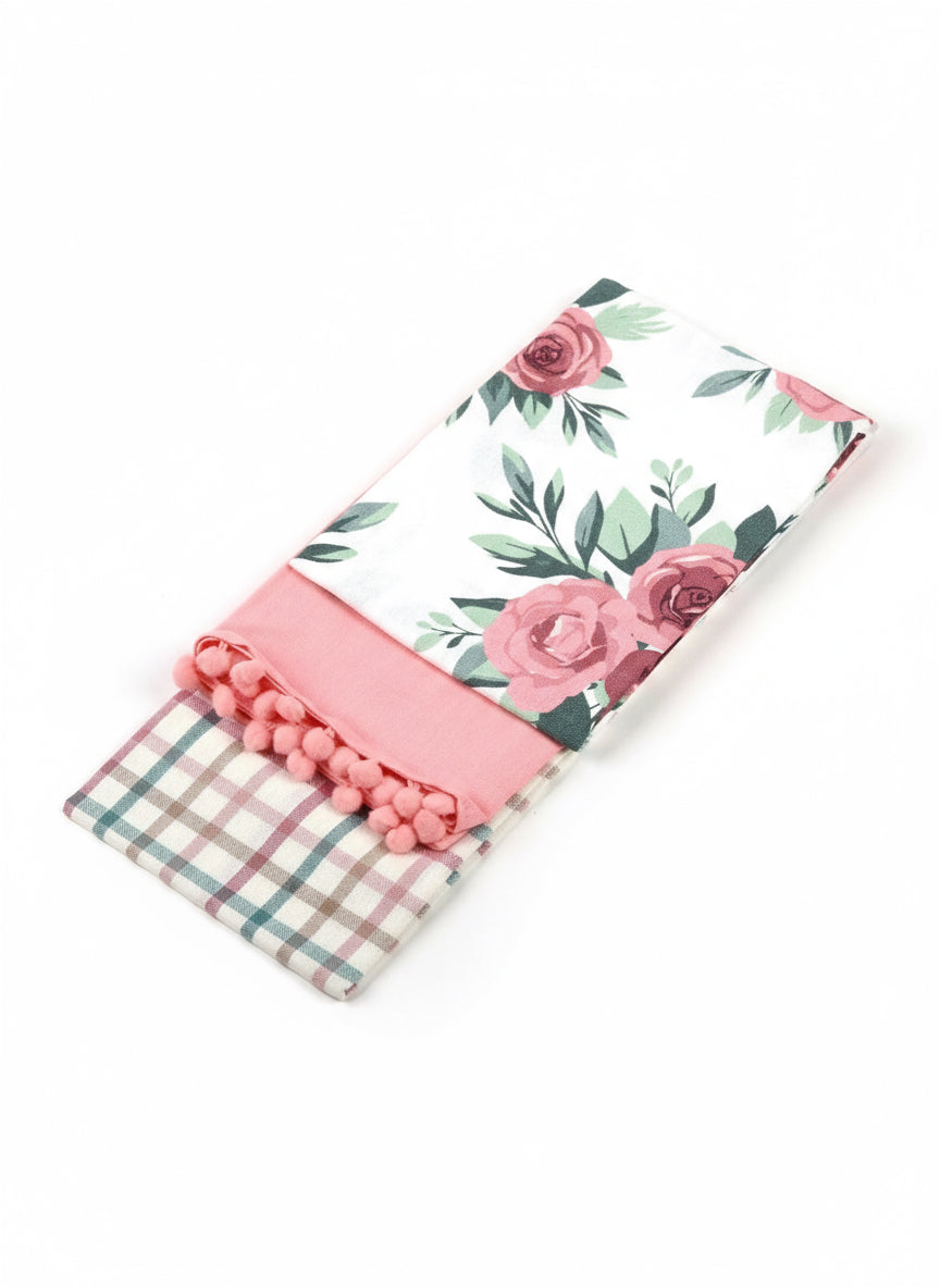 Tris Strofinacci Set Calisè Spigati con Merletto PREZIOSA