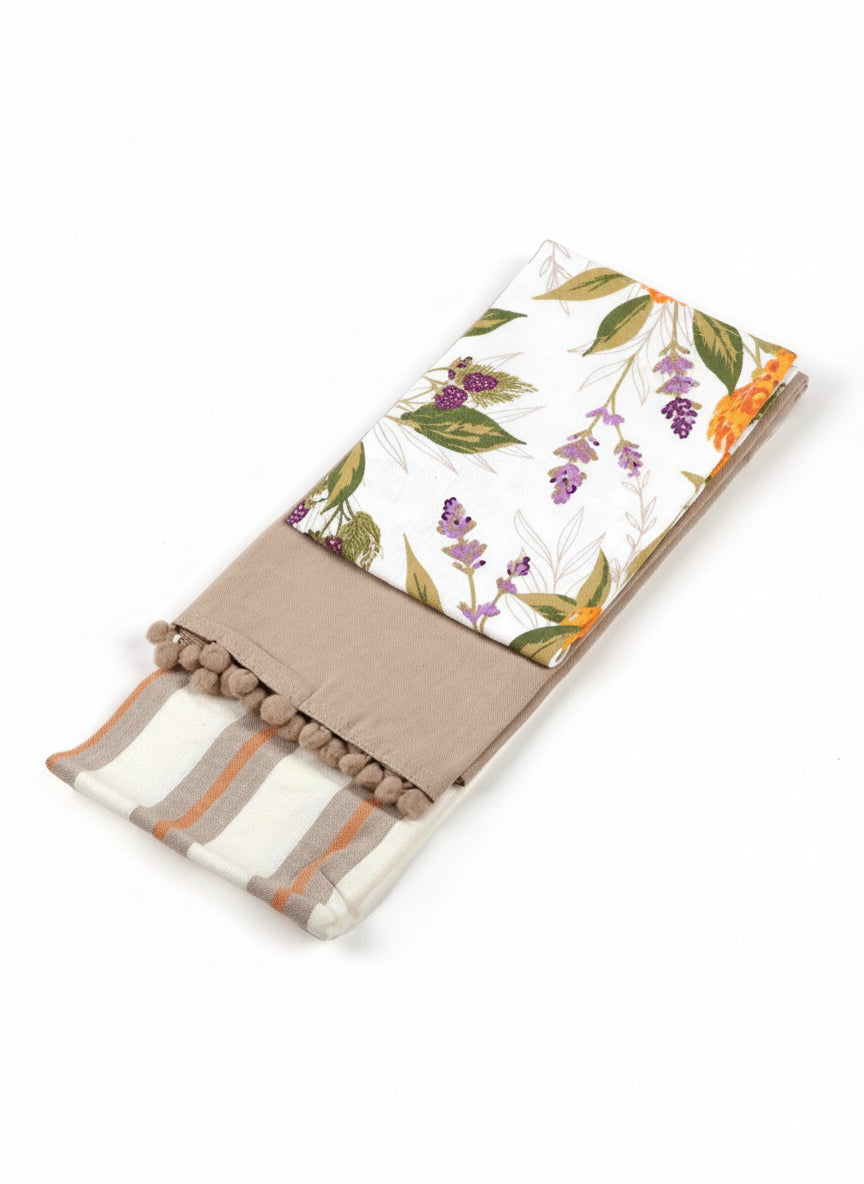 Tris Strofinacci Set Calisè Spigati con Merletto PREZIOSA