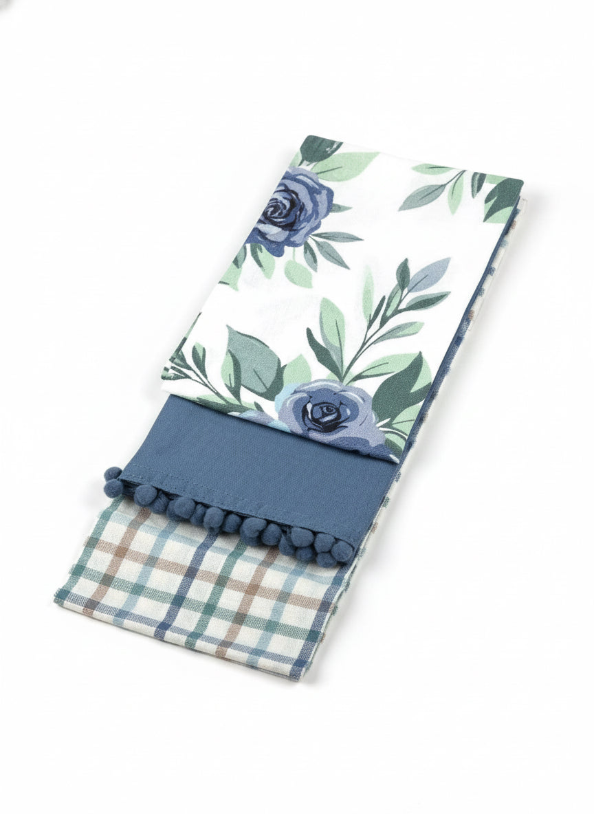 Tris Strofinacci Set Calisè Spigati con Merletto PREZIOSA