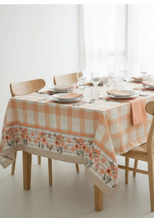 Servizio da tavola in rasatello stampato con tovaglioli tinta unita 6 posti PREZIOSA