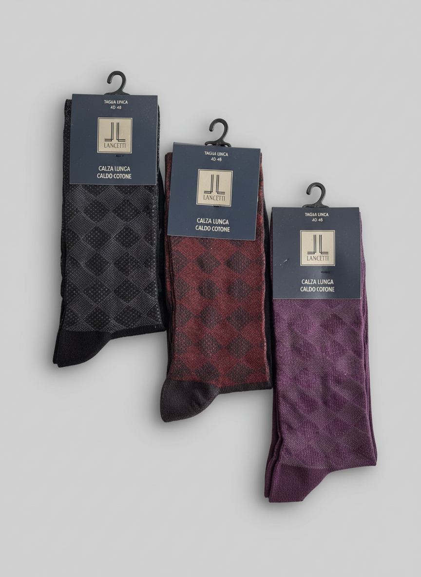 Calza Lunga Uomo Caldo Cotone Fantasia Scozzese - Gentleman LANCETTI