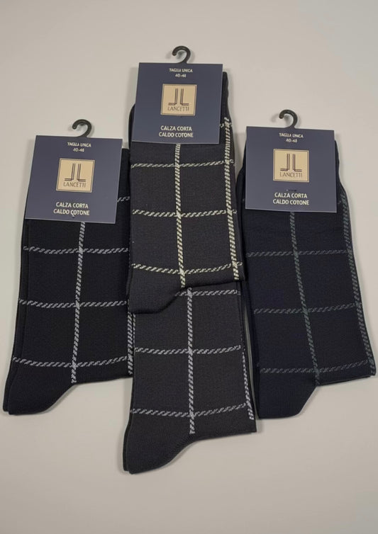 Calza Corta Uomo Caldo Cotone Fantasia Mini Tartan - Gentleman LANCETTI