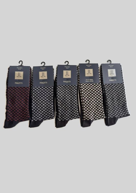 Calza Lunga Uomo Caldo Cotone Fantasia Quadratini - Gentleman LANCETTI