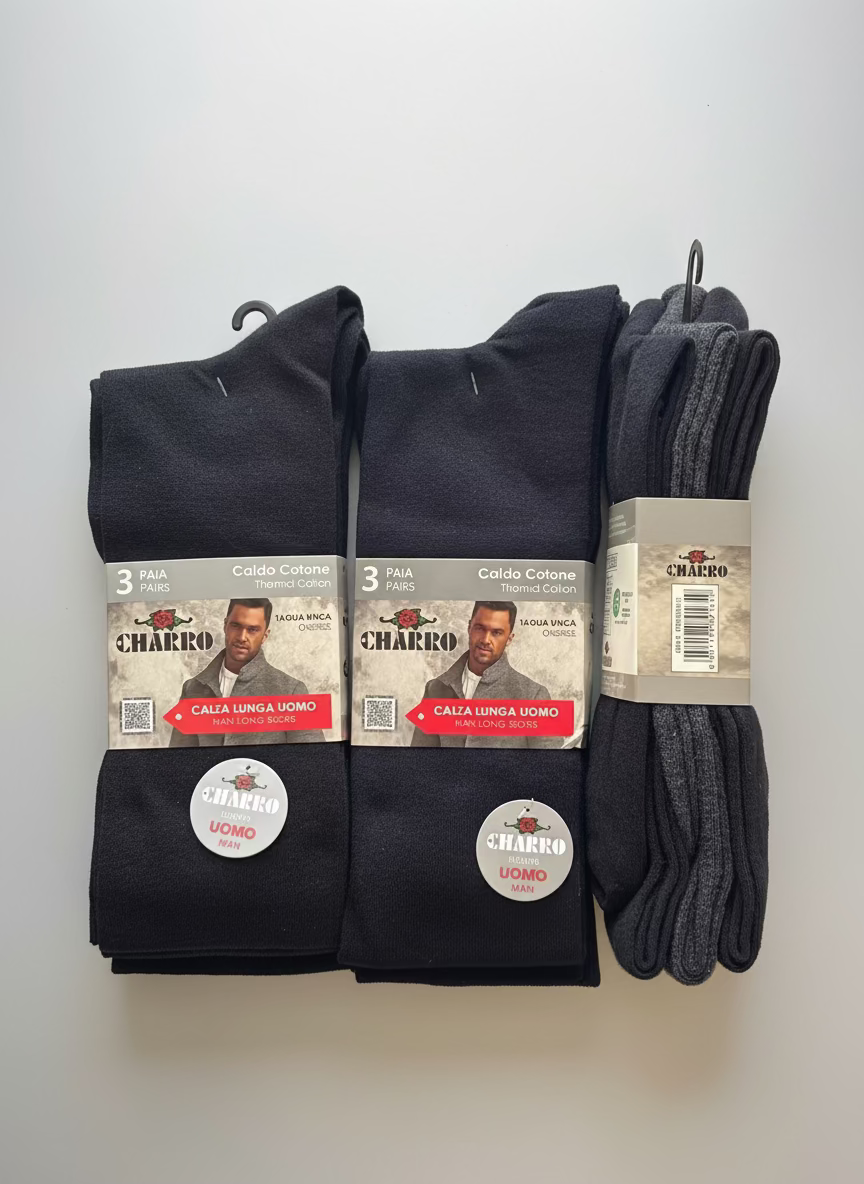 Tripack Calze Lunghe Uomo Caldo Cotone tinta unita - CHARRO