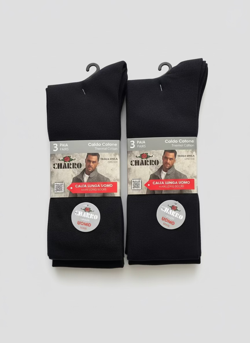 Tripack Calze Lunghe Uomo Caldo Cotone tinta unita - CHARRO